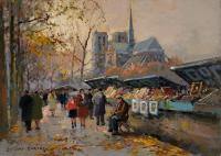 Edouard Cortes - Book Sellers Along the Seine
